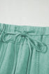 High Waist Mineral Wash Exposed Seam Drawstring Wide Leg Pants